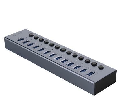 Hub USB Orico 13x USB-A 3.0 z włącznikami - szary